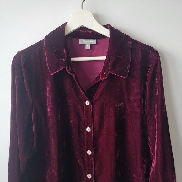 Habitat womens Velvet Button Down Shirt sz M long sleeve whimsical fairy grunge - Picture 3 of 8